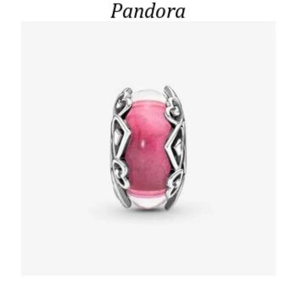 Pandora Reveal Your Love Pink Murano Glass Charm